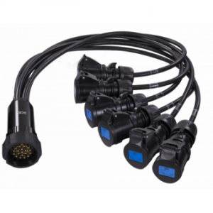 9572SL01 - 3x2.5mm TH07 Spider cable, 23A 19p SOCAPEX plug, 16A 3p CEE socket (6pc), L. 1m