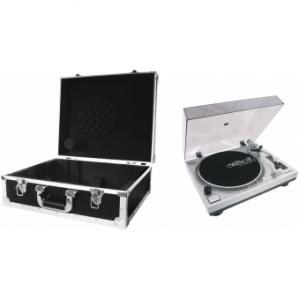 OMNITRONIC Set DD-2550 USB Turntable sil + Case black -S-