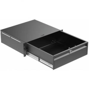 RD320L/B - 19&quot; rack drawer - 3 unit - Black version - With lock
