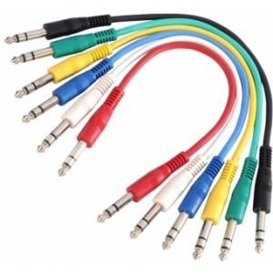 Adam Hall Cables K3 BVV 0030 SET - Patch Cable Set of 6 cables 6.3 mm Jack stereo to 6.3 mm Jack stereo 0.3 m