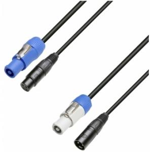 Adam Hall Cables 8101 PSDT 0150 - Power &amp; DMX Cable Power Twist In &amp; XLR female to Power Twist Out &amp; XLR male 1.5m