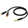 Ref719/3-h - 6.3 mm jack male stereo - 2 x rca/cinch male - 3 meter -