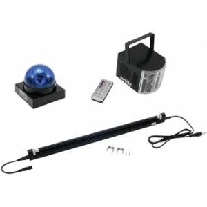 EUROLITE Set LED Buzzer-Polizeilicht blue + LED Mini D-4 + UV tu