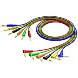 REF790/0.9-H - 6.3 mm Jack male stereo - 6.3 mm Jack angled male stereo - cable set of 6 colours - 0.9 meter - hanger