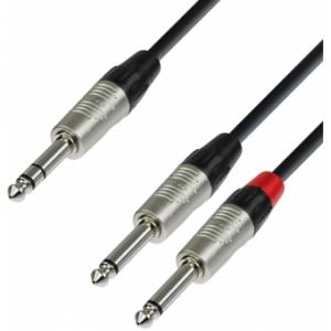 Adam Hall Cables K4 YVPP 0090 - Audio Cable REAN 6.3 mm Jack Stereo to 2 x 6.3 mm Jack Mono 0.9 m