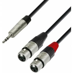 Adam Hall Cables K4 YWFF 0180 - Audio Cable REAN 3.5 mm Jack stereo to 2 x XLR female 1.8 m