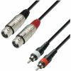 Adam Hall Cables K3 TFC 0600 - Audio Cable Moulded 2 x RCA Male to 2 x XLR Female, 6 m