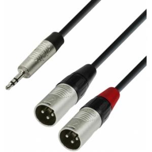Adam Hall Cables K4 YWMM 0180 - Audio Cable REAN 3.5 mm Jack stereo to 2 x XLR male 1.8 m