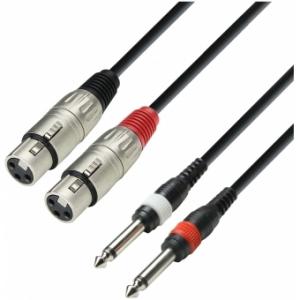 Adam Hall Cables K3 TFP 0100 - Cable 2 x XLR Female to 2 x 6,3 mm mono Jack Male, 1 m