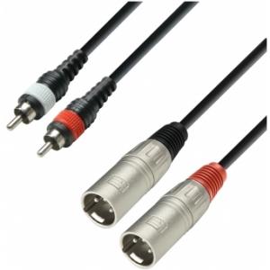 Adam Hall Cables K3 TMC 0600 - Audio Cable Moulded 2 x RCA Male to 2 x XLR Male, 6 m
