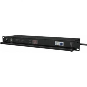 PSR519G/B - 19&quot; power distribution - 9x German sockets - Light/USB/Fuse/Surge/Display - Black