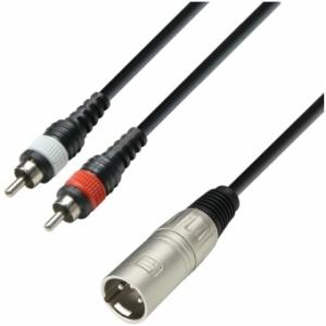 Adam Hall Cables K3 YMCC 0600 - Audio Cable XLR Male to 2 x RCA Male, 6 m