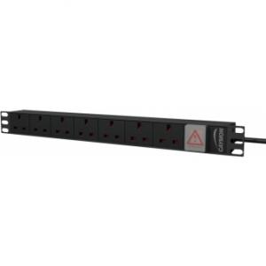 PSR107UKS/B - 19&quot; power distribution unit - 7x UK sockets + front switch - Black version