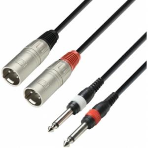 Adam Hall Cables K3 TMP 0100 - Audio Cable 2 x XLR Male to 2 x 6.3 mm mono Jack Male, 1 m