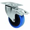 Roadinger swivel castor 100mm blue wheel with brake
