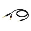 Ref713 - 3.5 mm jack male stereo to 2 x 6.3 mm jack male - 1.5 meter -