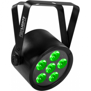 Prolights BATPAR6UTRI - 6x3 W RGB battery operated LED PAR, slim design, 16&deg; beam, 23,3 W, 1,74 kg