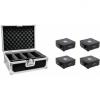 EUROLITE Set 4x AKKU Flat Light 1 black + Case