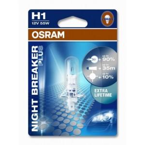 Bec H1 Osram NIGHT BREAKER PLUS (BLISTER) +90% putere iluminare, +10% lumina mai alba