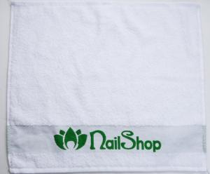 Prosop personalizat cu sigla NailShop - alb