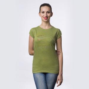 Tricou NailShop verde cu strasuri - L