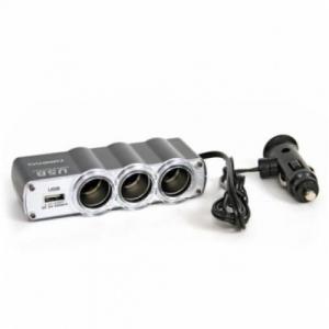 Adaptor 3 Socket-uri plus port USB Bricheta Auto