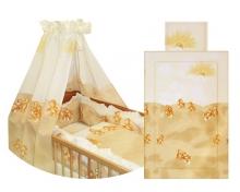 SET COMPLET LENJERIE CU BALDACHIN BUMBAC SI 4 LATERALE PAT (9 piese)- Playful Bears Beige