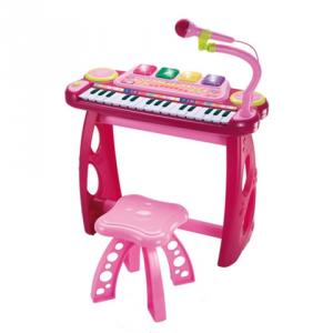 Orga electronica cu microfon, scaunel si suport Pink MK3571