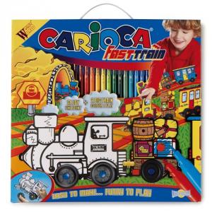 Carioca Set de colorat- 2 trenulete carton + 24 markere