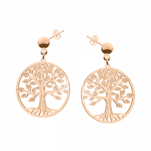 July - Cercei personalizati pomul vietii din argint 925 placat cu aur roz