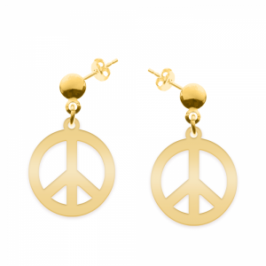 Peace - Cercei personalizati semnul pacii cu tija din argint 925 placat cu aur galben 24K