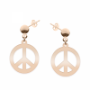 Peace - Cercei personalizati semnul pacii cu tija din argint 925 placat cu aur roz