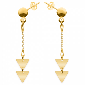 Triangle - Cercei personalizati doua triunghiuri cu tija din argint 925 placat cu aur galben 24K