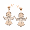 Malaikat - Cercei personalizati baietel ingeras cu tija din argint 925 placat cu aur roz