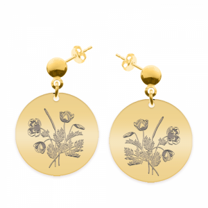 Flora - Cercei personalizati buchet flori banut cu tija din argint 925 placat cu aur galben 24K