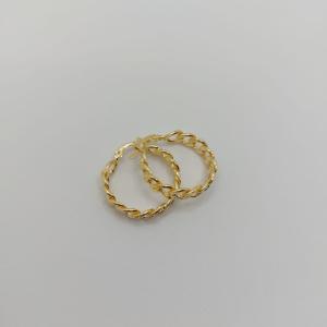 Cercei rotunzi placati cu aur Braid XL - diametru 2 cm
