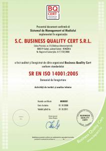 Certificarea sistemului de management in domeniul mediului conform SR EN ISO 14001:2005