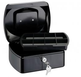 Caseta (cutie) metalica pentru bani, 255 x 200 x 90 mm, tavita monezi, ALCO - neagra