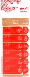 Stick index plastic rosu 42 x 16 mm, 12 x 20 file/set, Stick&quot;n - 12 semne zodiacale chinezesti