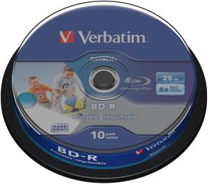 BD-R SL Verbatim Datalife 25GB 6x Wide Inkjet Printable spindle 10 bucati