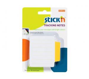 Tracking notes 70 x70 mm, 50 file/set, Stick&quot;n - alb liniate - tab galben neon