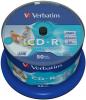CD-R Verbatim 700MB 52x wide inkjet printabil no ID spindle 50 bucati