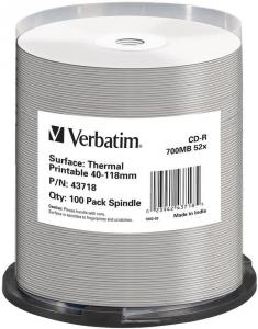 CD-R Verbatim 700MB 52x thermal printabil no ID spindle 100 bucati