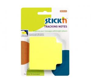 Tracking notes 70 x70 mm, 50 file/set, Stick&quot;n - galben neon