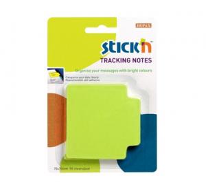 Tracking notes 70 x70 mm, 50 file/set, Stick&quot;n - verde neon