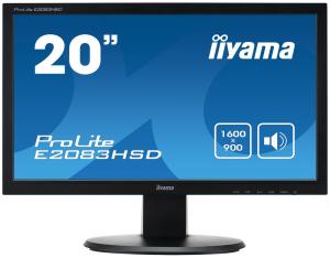 Monitor LED TN Iiyama Prolite E2083HSD 19.5&quot; 1600x900 DVI VGA boxe integrate negru