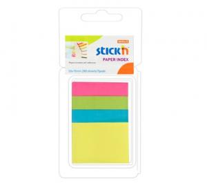 Stick index hartie color 50 x 12 mm 50 x 38 mm, 4 x 40 file/set, Stick&quot;n - 4 culori neon