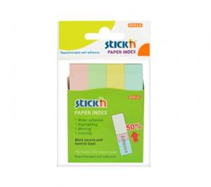 Stick index hartie color 76 x 14 mm, 4 x 100 file/set, Stick&quot;n - 4 culori pastel