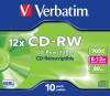 CD-RW Verbatim 700MB 12x carcasa 10 bucati