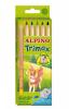 Creioane colorate triunghiulare, cutie carton, 6 culori/set, alpino
